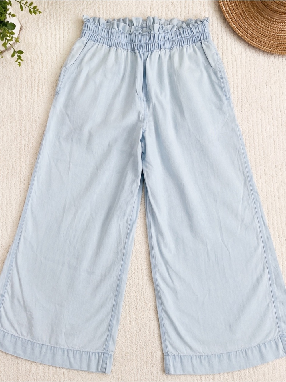 Chelsea & Theodore Tencel Culotte Wide Leg Pants Light Blue M